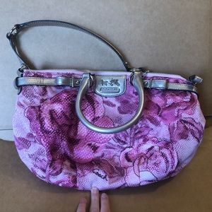 Coach Floral Fabric Handbag Medium Size